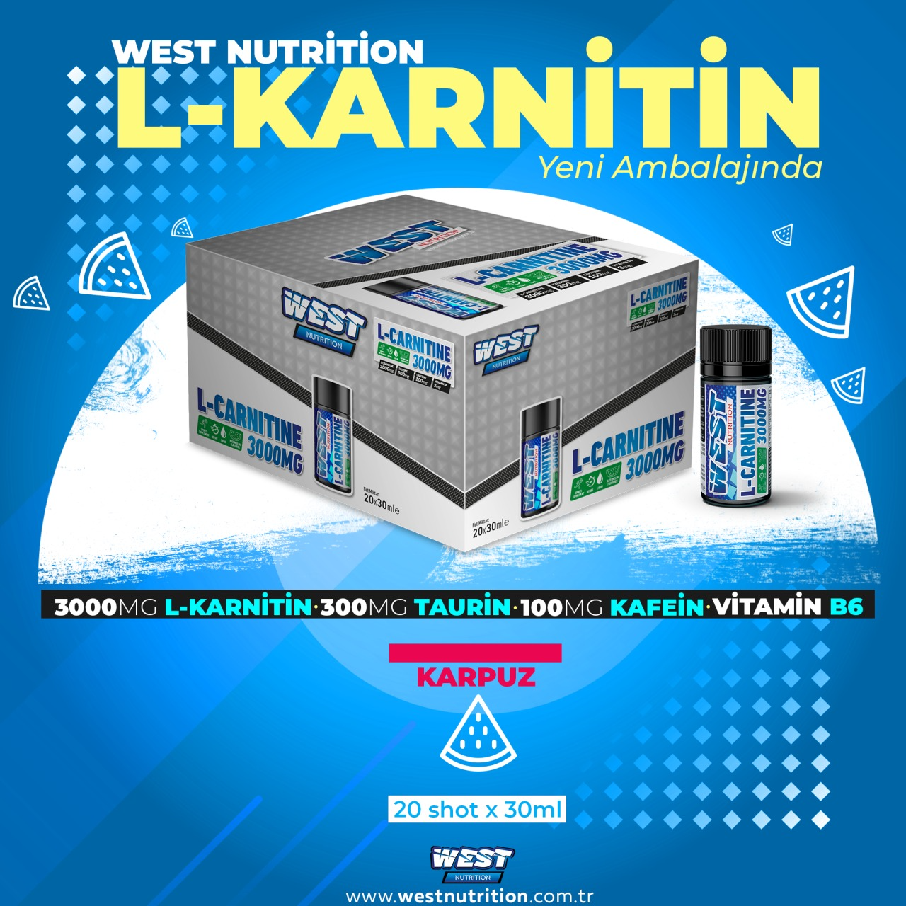 West L-Carnitine 3000 mg. x 20 Tüp Karpuz